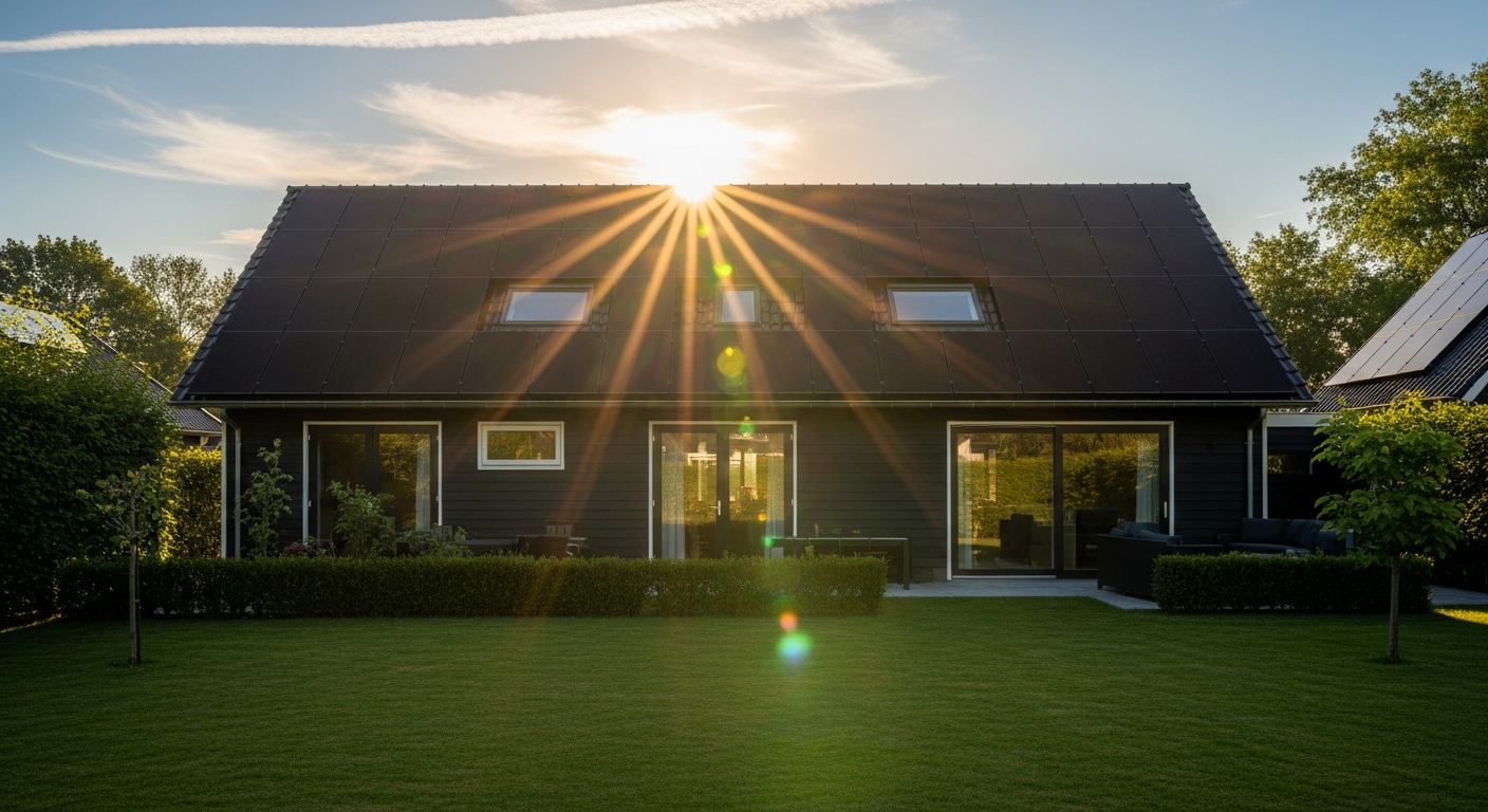 Nederlandse woning met zonnepanelen